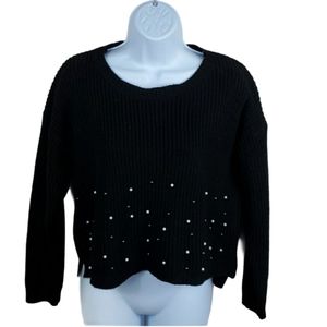 JVini Womens Black crop sweater Embellished Sweater Siz…